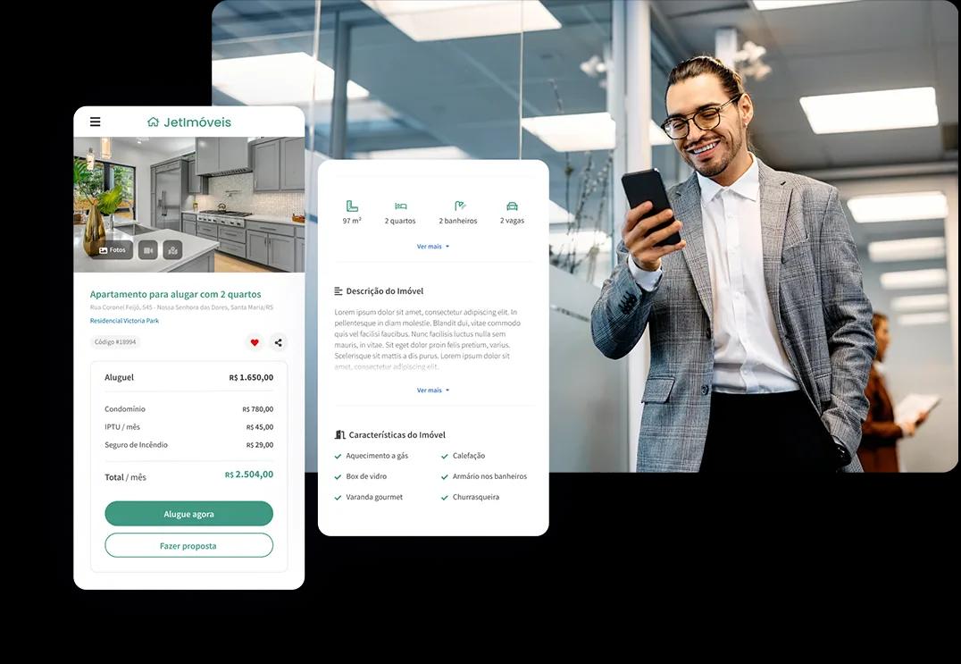 Imagem ilustrativa de uma pessoa utilizando o site para corretor da Jetimob.