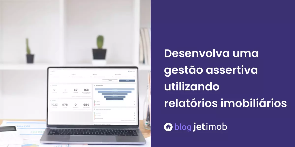 Imagem ilustrativa de um laptop com um relatórios imobiliários da Jetimob.