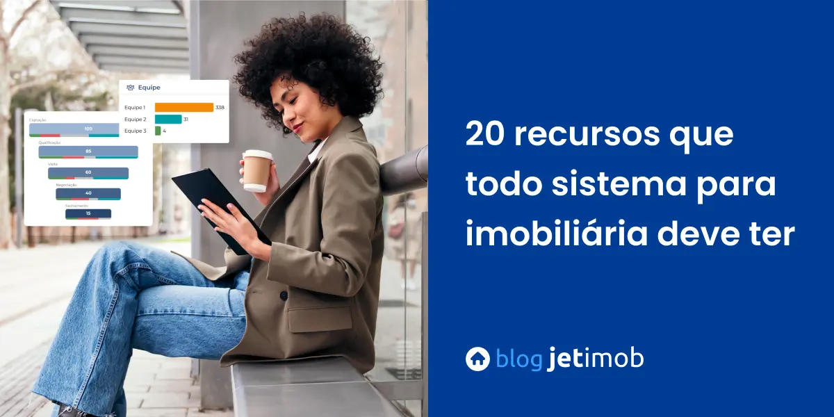 Imagem de uma corretora utilizando o sistema para imobiliária da Jetimob.