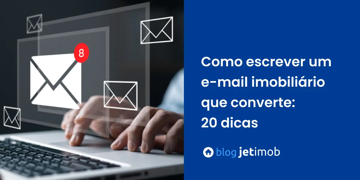 Imagem de uma mão digitando em um laptop representando dicas para e-mail imobiliário.